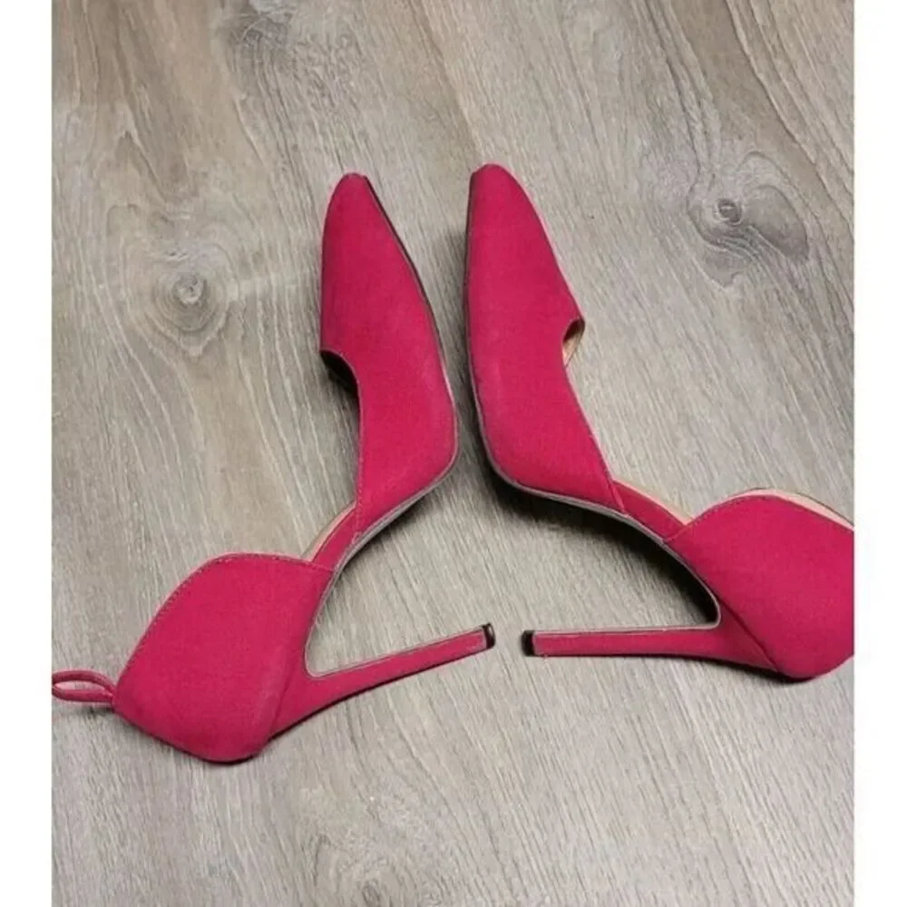 MM JULY Women's Red Faux Suede Pointed Toe Heels‎ US Size 10